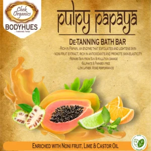 chekorganics bodyhues – organic pulpy papaya de tanning bath bar (100g) set of two